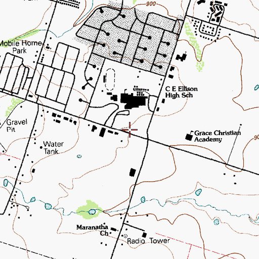 Topographic Map of Ellison High School, TX