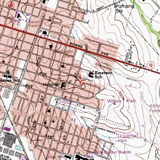 Topographic Map of Emerson Elementary School, TX