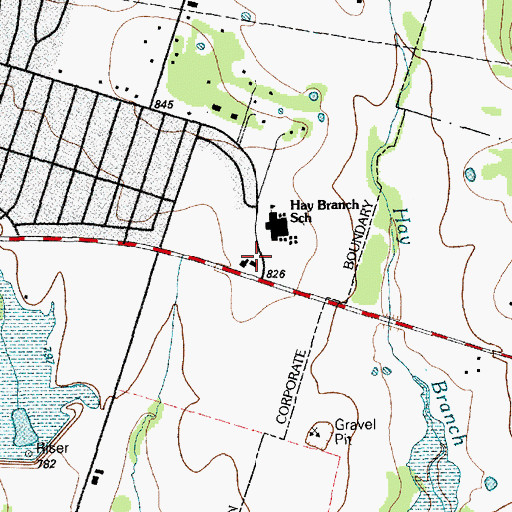Topographic Map of Hay Branch Elementary School, TX