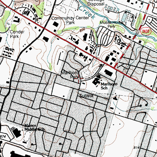 Topographic Map of Marlboro Elementary School, TX