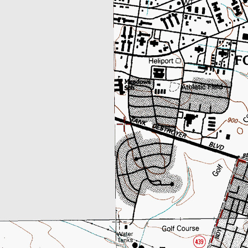 Topographic Map of Meadows Elementary School, TX