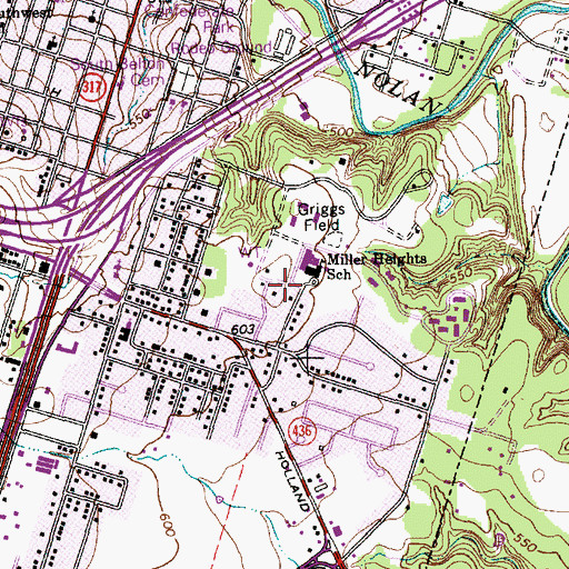 Topographic Map of Miller Heights Elementary School, TX