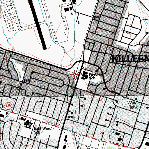 Topographic Map of Peebles Elementary School, TX