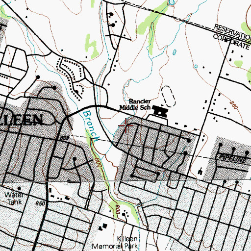 Topographic Map of Rancier Middle School, TX