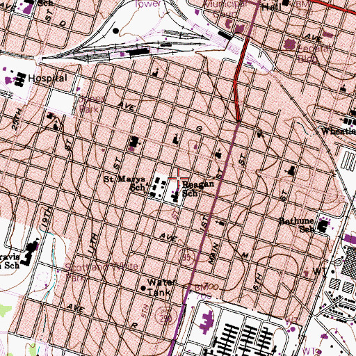 Topographic Map of Reagan Elementary School, TX