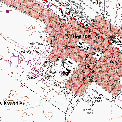 Topographic Map of Mary Deshazo Elementary School, TX