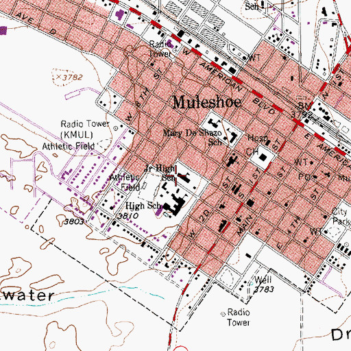 Topographic Map of Watson Junior High School, TX