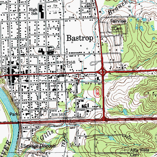 Topographic Map of Pine Street Alternative School, TX