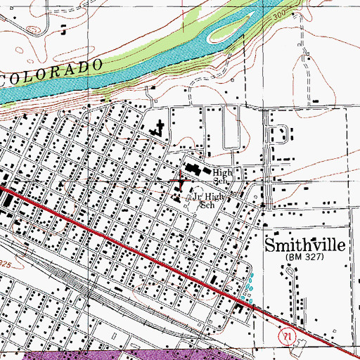 Topographic Map of Smithville Elementary School, TX