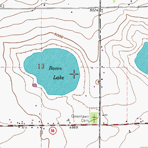 Topographic Map of Bacon Lake Dam, CO