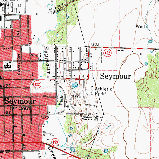 Topographic Map of Seymour High School, TX