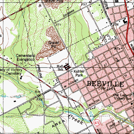 Topographic Map of R A Hall Elementary School, TX