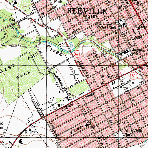 Topographic Map of Moreno Junior High School, TX