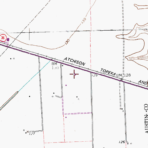 Topographic Map of Brazos High School, TX