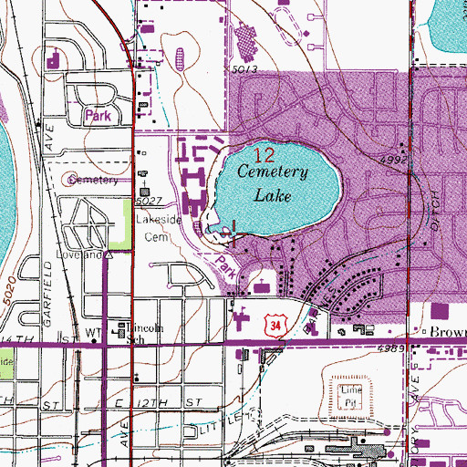 Topographic Map of Cemetery Lake Dam, CO