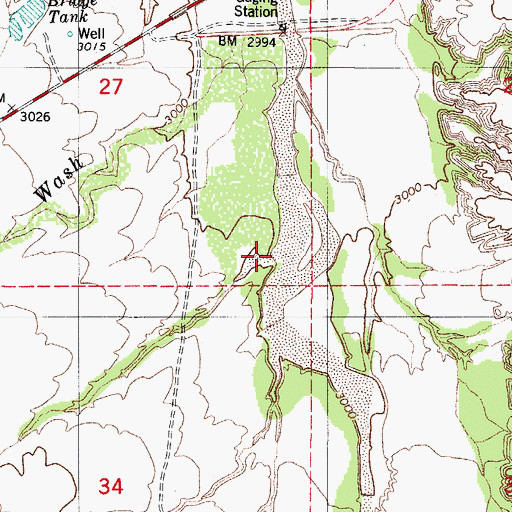 Topographic Map of Brown Wash, AZ