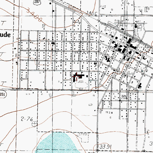 Topographic Map of Claude Elementary School, TX