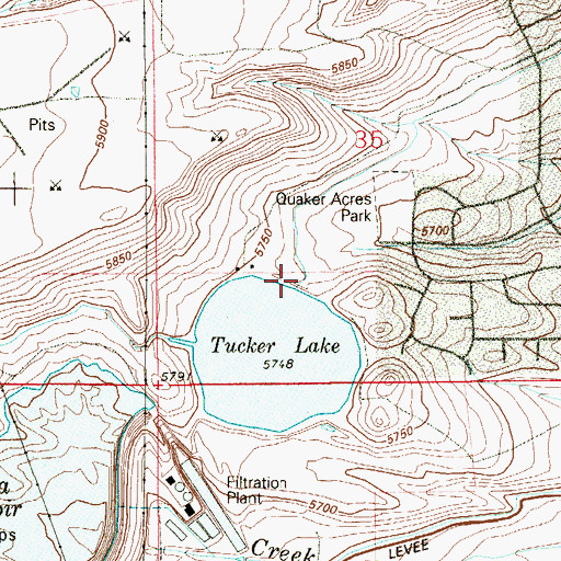 Topographic Map of Tucker Lake Dam, CO
