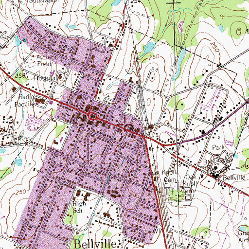 Topographic Map of Bellville High School, TX