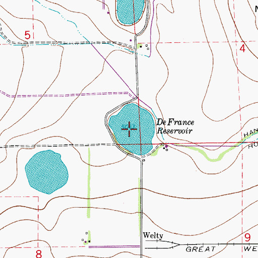 Topographic Map of De France Reservoir, CO