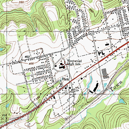 Topographic Map of Westwood High School, TX