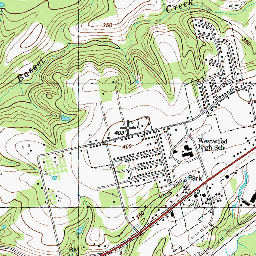 Topographic Map of Westwood Primary School, TX