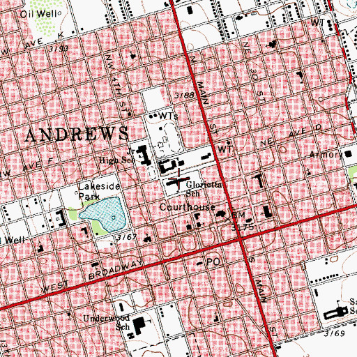 Topographic Map of Andrews Education Center, TX