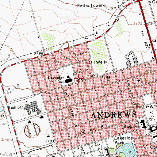 Topographic Map of Devonian Elementary School, TX