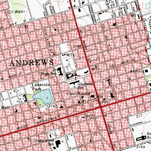 Topographic Map of Glorieta Elementary School, TX