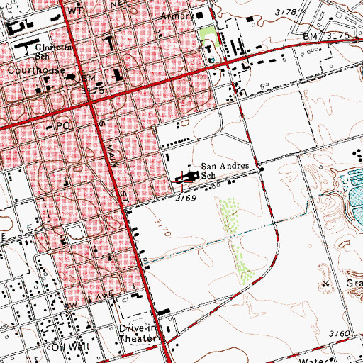 Topographic Map of San Andres Elementary School, TX