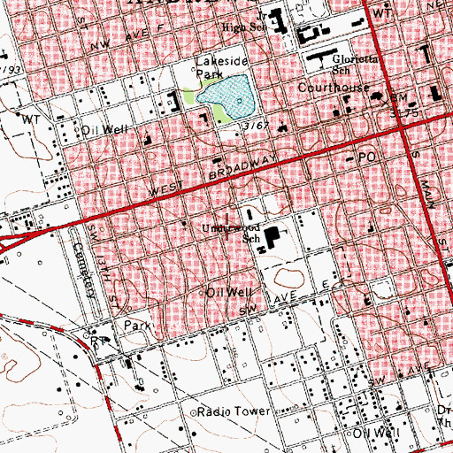 Topographic Map of Underwood Elementary School, TX