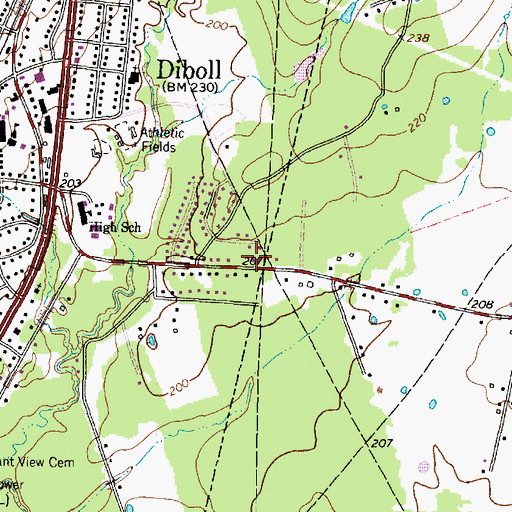 Topographic Map of Diboll Junior High School, TX