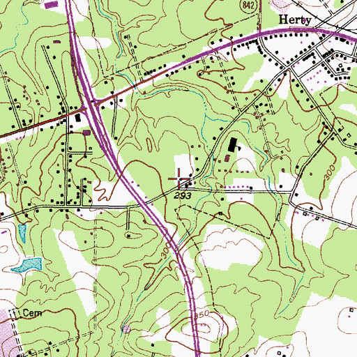 Topographic Map of Herty Elementary School, TX