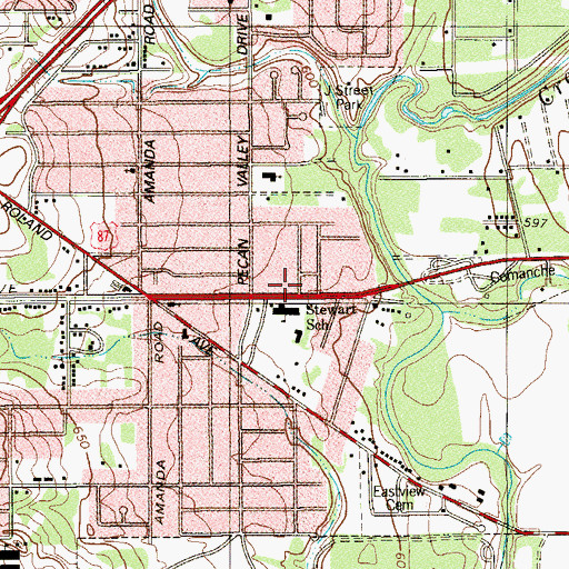 Topographic Map of P F Stewart Elementary School, TX