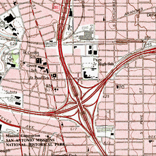 Topographic Map of Page Middle School, TX