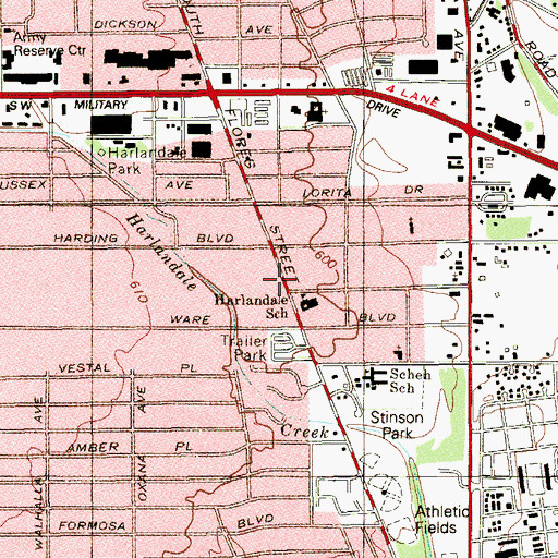 Topographic Map of Positive Solutions School, TX