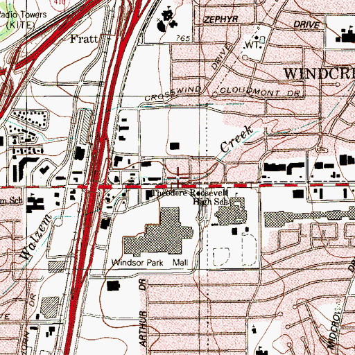 Topographic Map of Roosevelt High School, TX
