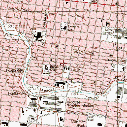 Topographic Map of Ruiz Elementary School, TX