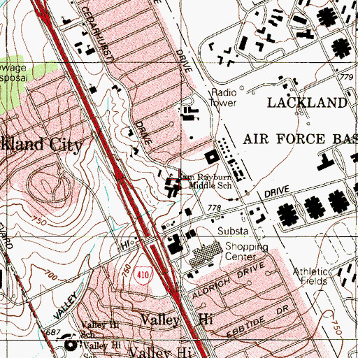 Topographic Map of Rayburn Middle School, TX