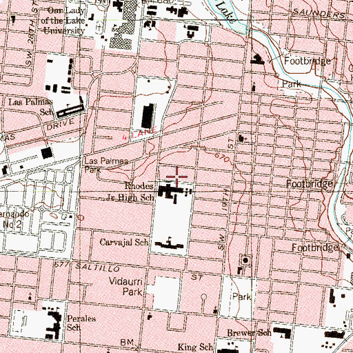 Topographic Map of Rhodes Middle School, TX