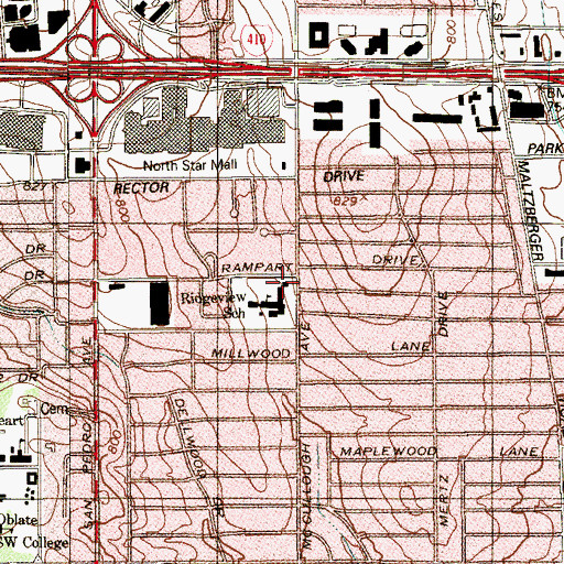 Topographic Map of Ridgeview Elementary School, TX