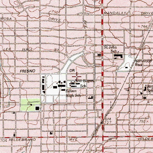 Topographic Map of Rogers Elementary School, TX