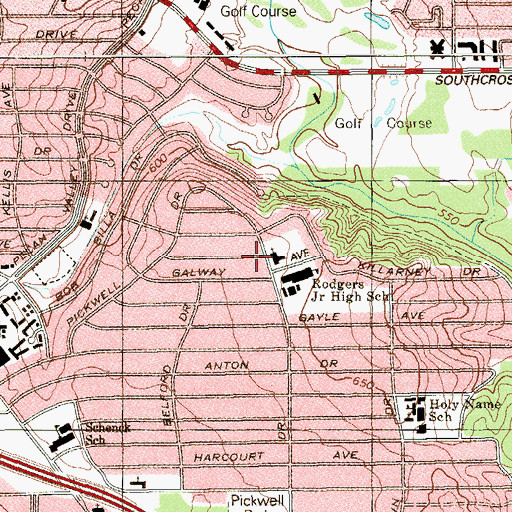 Topographic Map of Rogers Middle School, TX