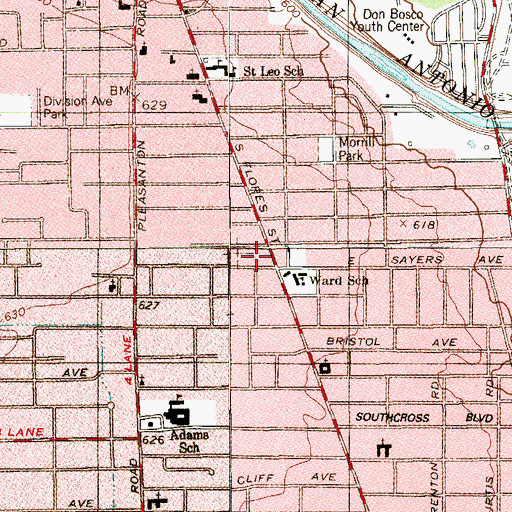 Topographic Map of Morrill Elementary School, TX