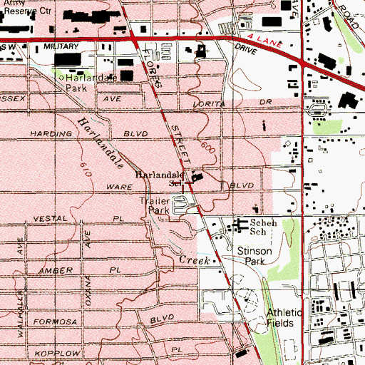 Topographic Map of Multi Handicapped Center, TX