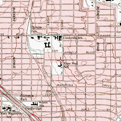 Topographic Map of Neal Elementary School, TX
