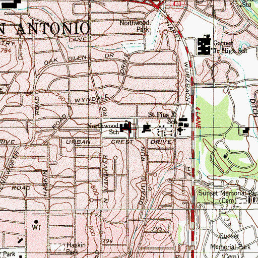 Topographic Map of Northwood Elementary School, TX