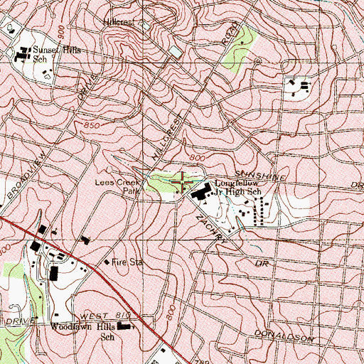 Topographic Map of Longfellow Middle School, TX