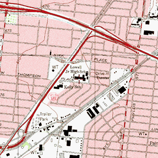 Topographic Map of Lowell Elementary School, TX