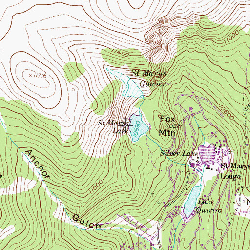 Topographic Map of Saint Marys Lake Dam, CO